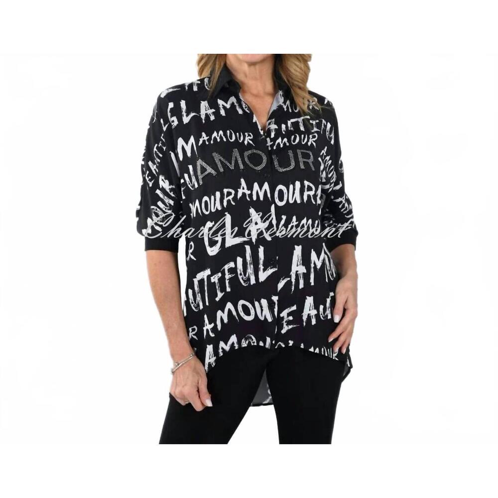 NEW FRANK LYMAN bethann woven top in black